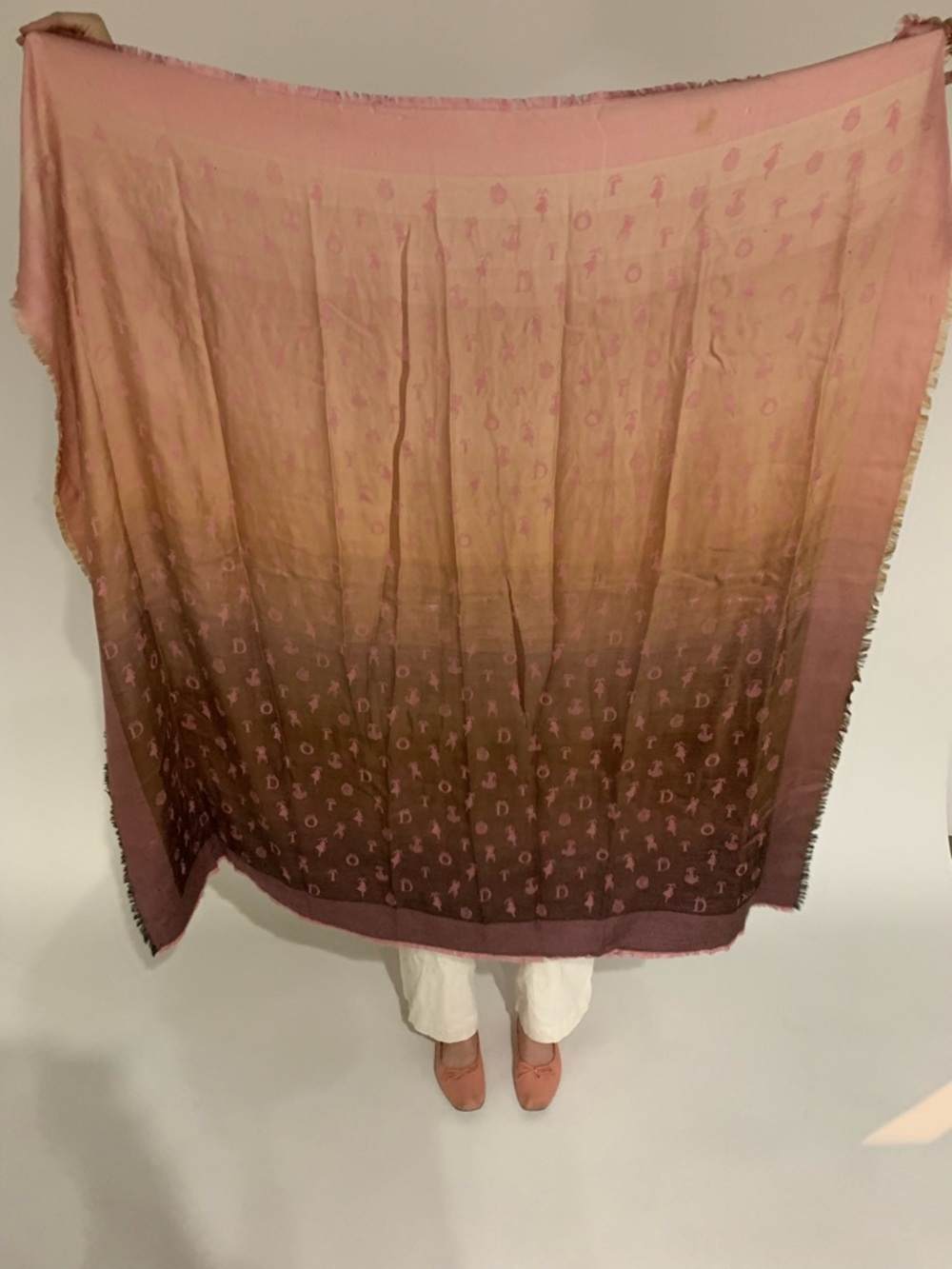 Dior Ombre Pink to Brown Signature Logo Shawl designer scarf - Picture 2 of 8
